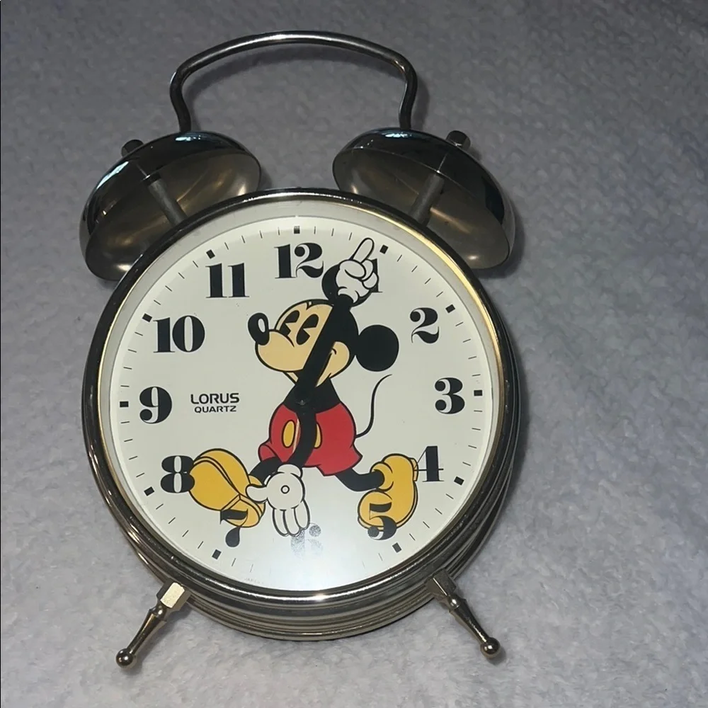 Vintage 1960s Disney Mickey Mouse Gold Tone LORUS Quartz Alarm Clock